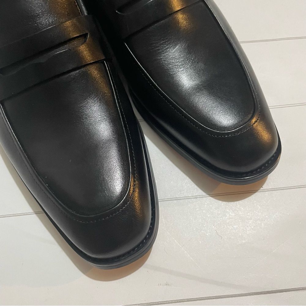 Gifennse Men's NWOT Black Leather Slip On Narrow Fit Loafer Dress Shoes Size 7 - Picture 5 of 13